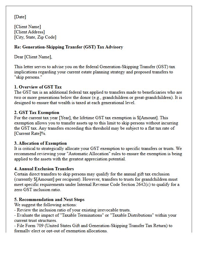 Generation-Skipping Transfer Tax Advisory Letter
