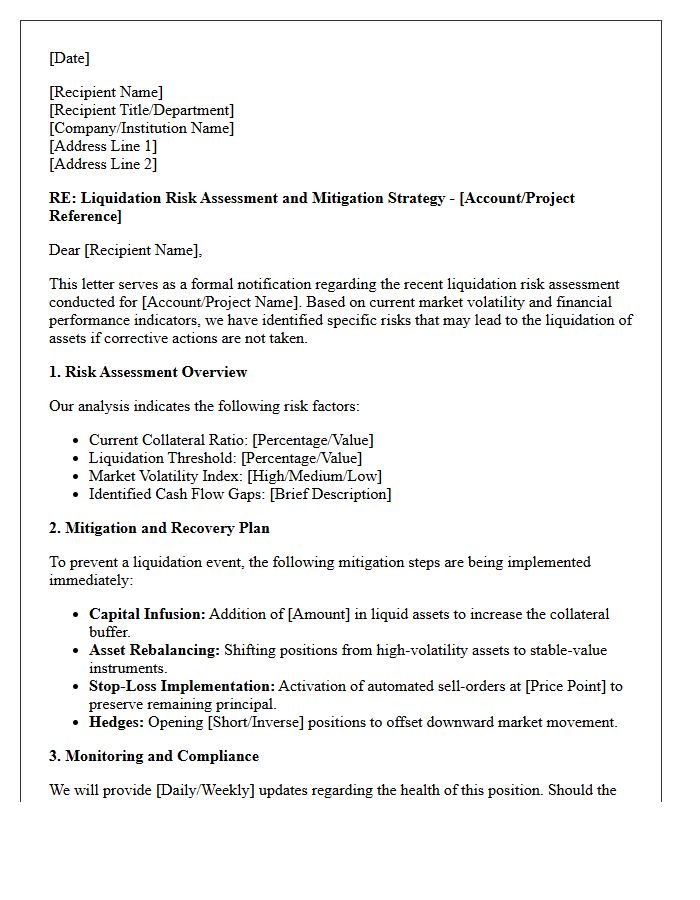 Liquidation Risk Assessment and Mitigation Letter