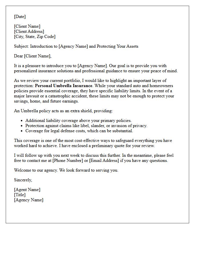 Agency Introduction and Umbrella Coverage Letter