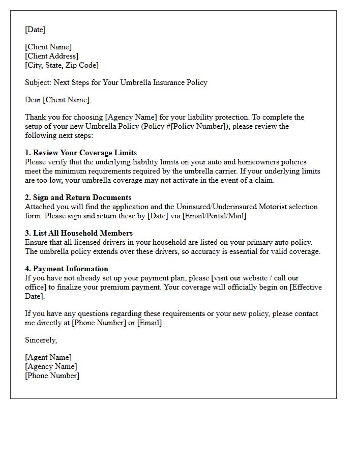 Next Steps for Your Umbrella Policy Letter