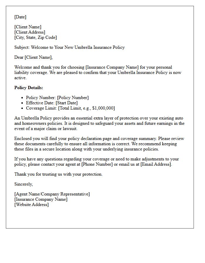 Umbrella Policy Activation Welcome Letter