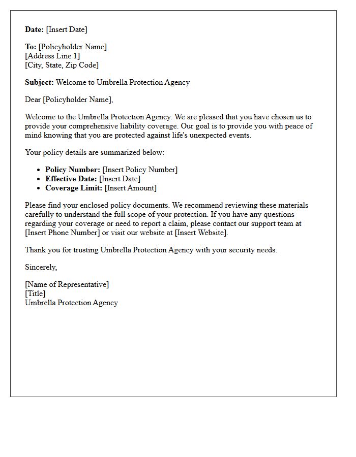 Umbrella Protection Agency Welcome Letter