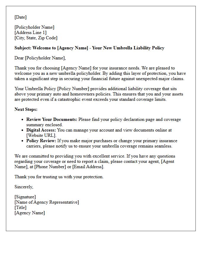 Welcome to the Agency Umbrella Policyholder Letter