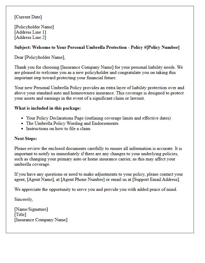 Your Personal Umbrella Coverage Welcome Letter