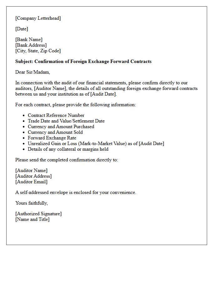 Foreign Exchange Forward Contract Audit Letter