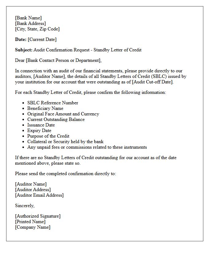 Standby Letter of Credit Audit Confirmation Letter