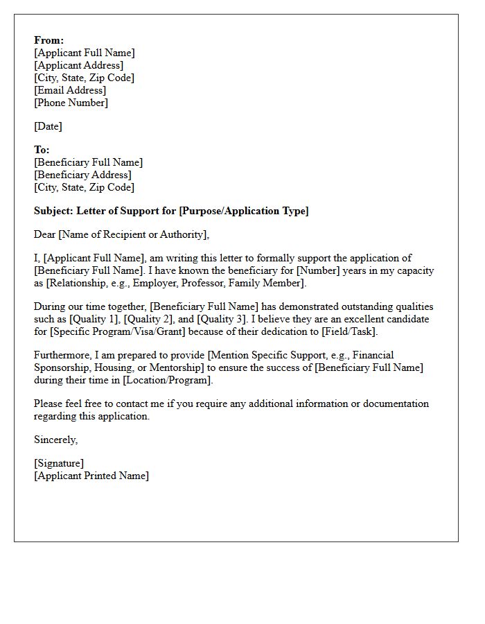 Applicant and Beneficiary of the Letter