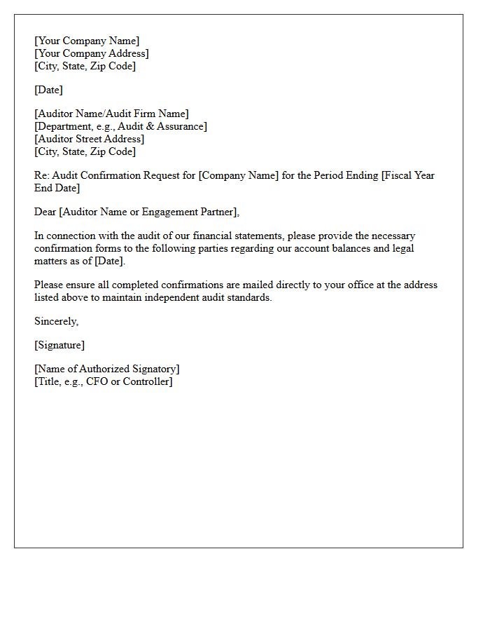 Auditor Address for the Confirmation Letter