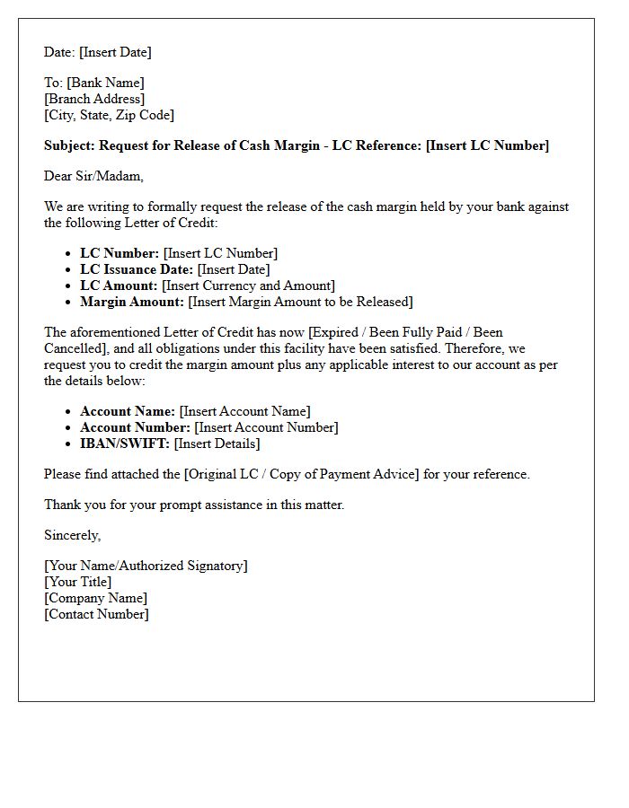 Cash Margin Held for the Letter of Credit
