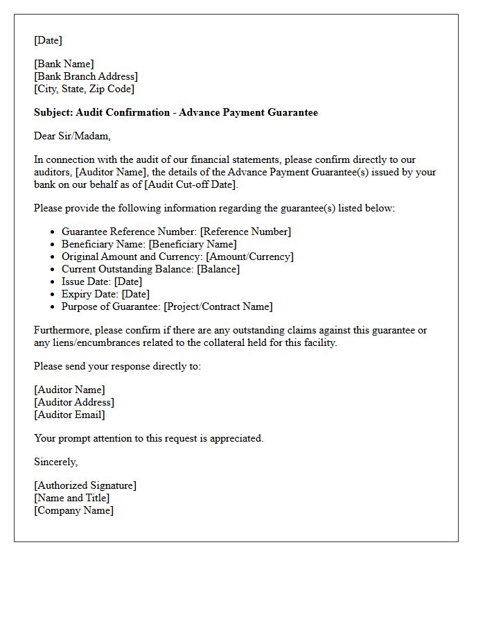 Advance Payment Guarantee Audit Confirmation Letter