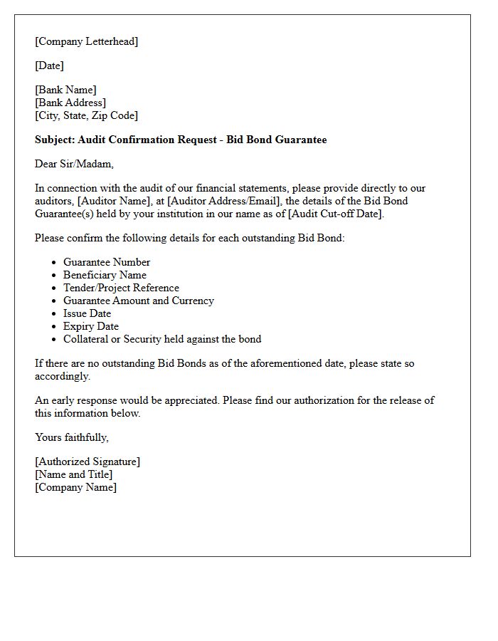 Bid Bond Guarantee Audit Confirmation Letter
