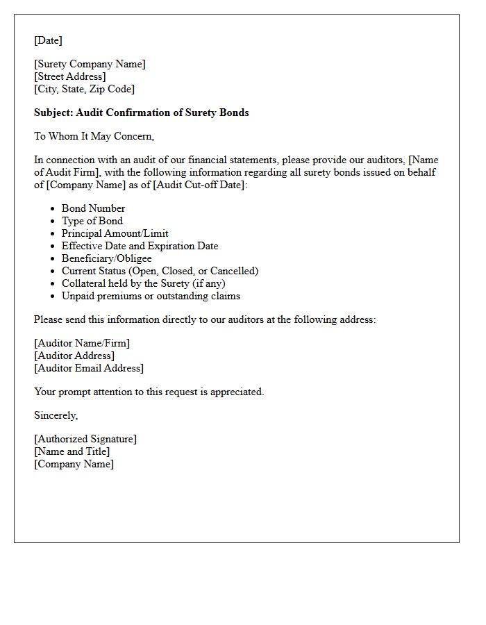 Claimed Surety Audit Confirmation Letter