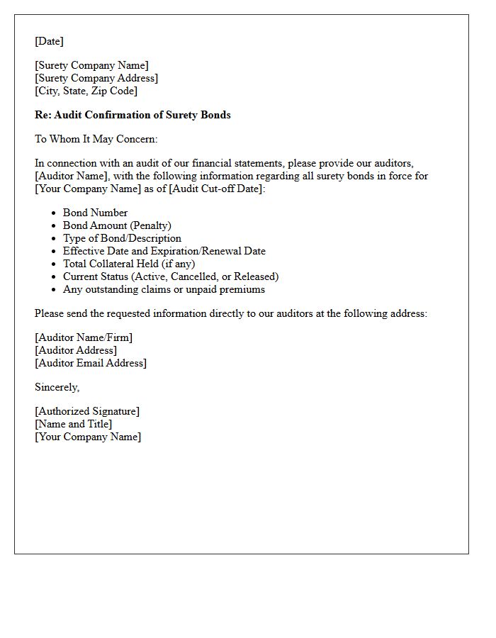Corporate Surety Bond Audit Confirmation Letter