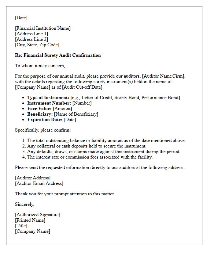 Financial Surety Audit Confirmation Letter
