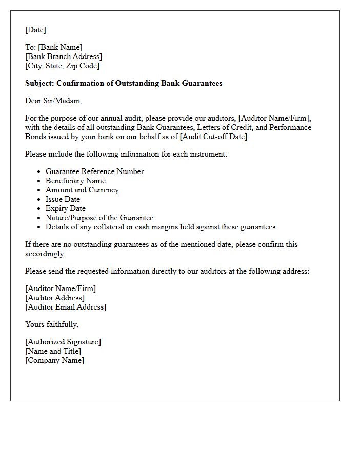 Outstanding Bank Guarantee Audit Confirmation Letter