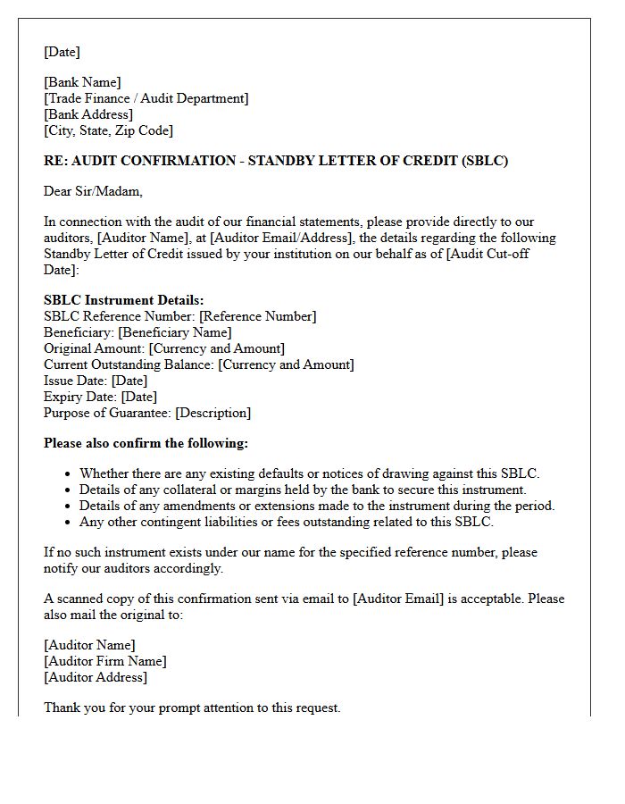 Standby Letter Of Credit Guarantee Audit Confirmation Letter