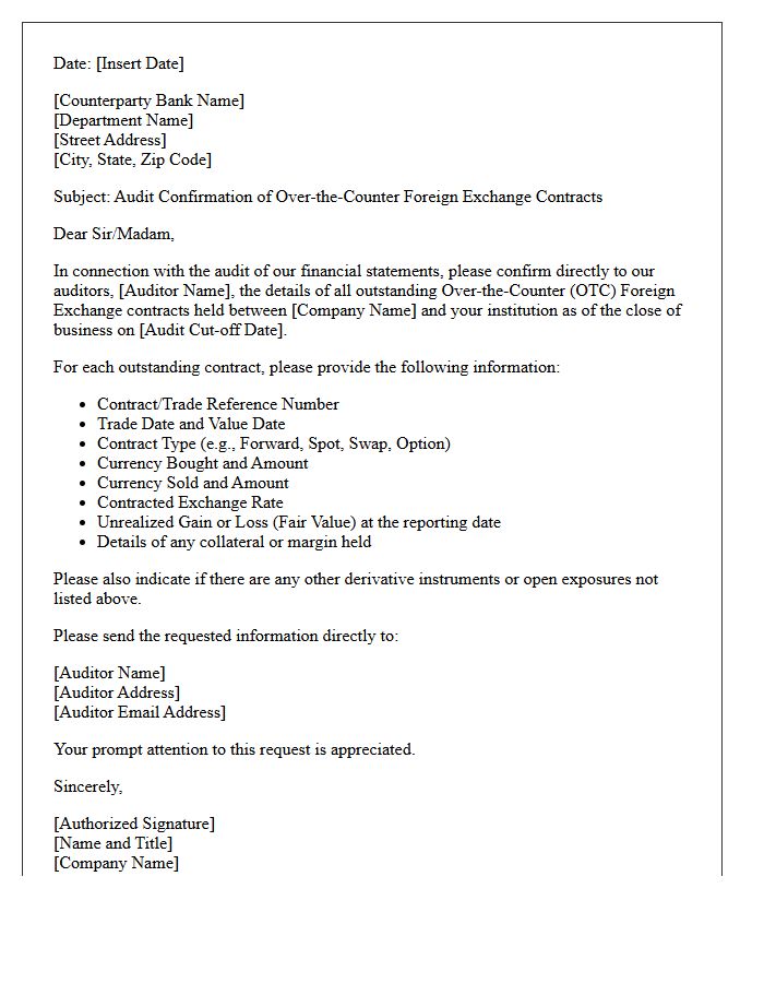 Over-the-Counter Foreign Exchange Contract Audit Confirmation Letter