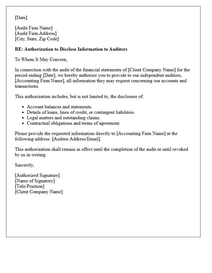 Client Authorization For Audit Disclosure Letter