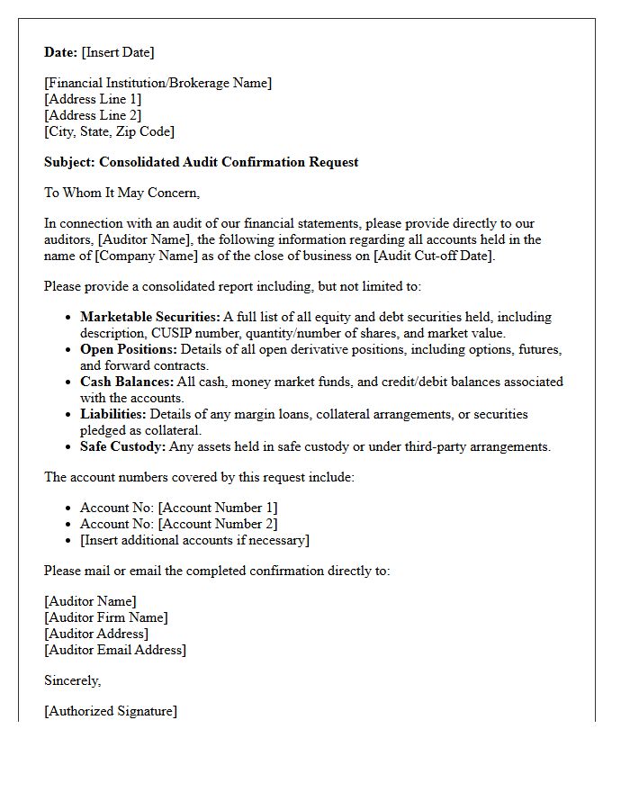 Consolidated Securities Audit Confirmation Letter