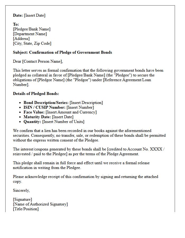 Government Bond Pledge Confirmation Letter