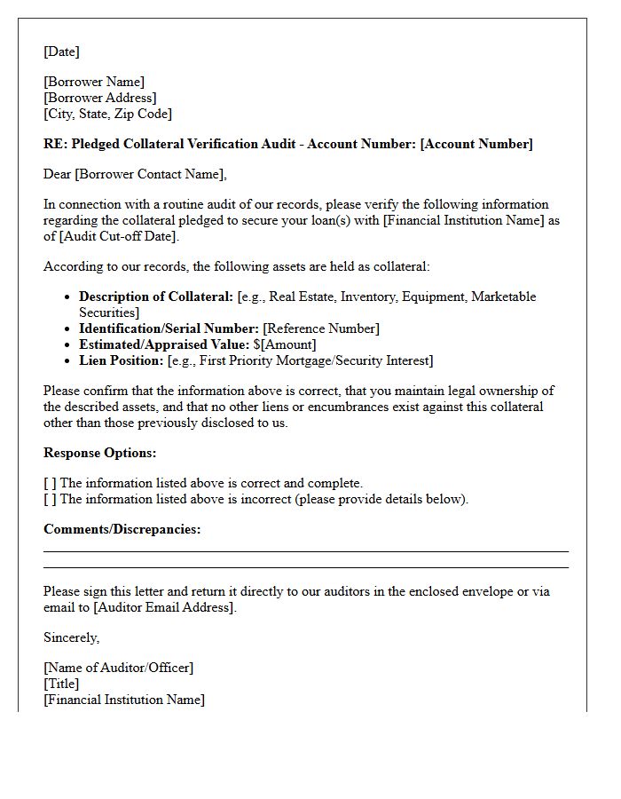 Pledged Collateral Verification Audit Letter