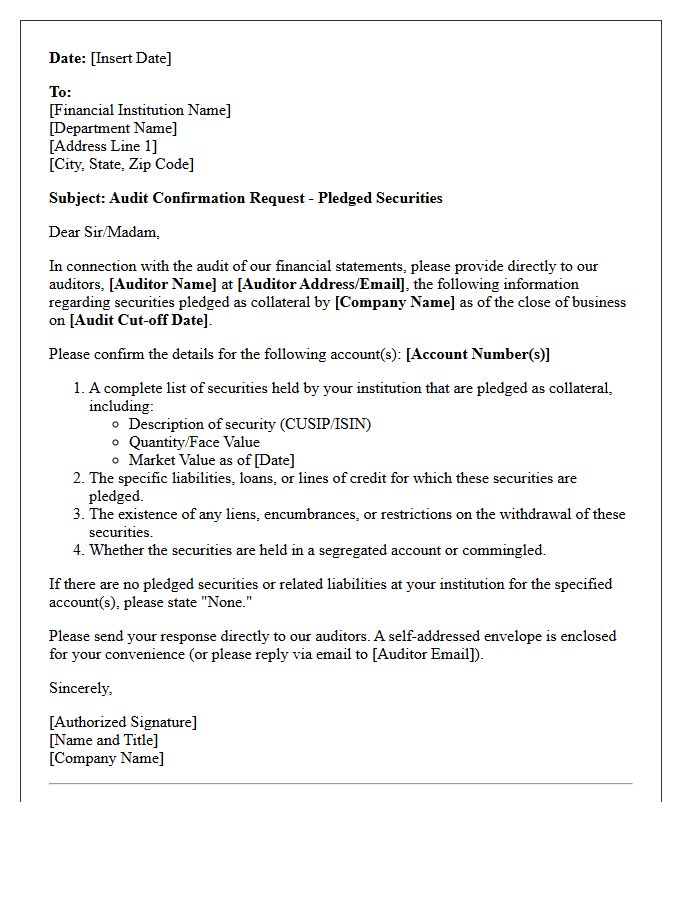 Standard Pledged Securities Audit Confirmation Letter