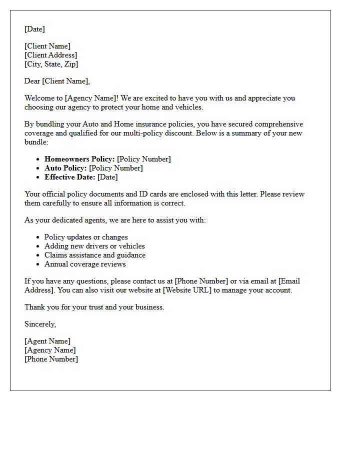 Agency Welcome Letter for Auto and Home Bundle Enrollees