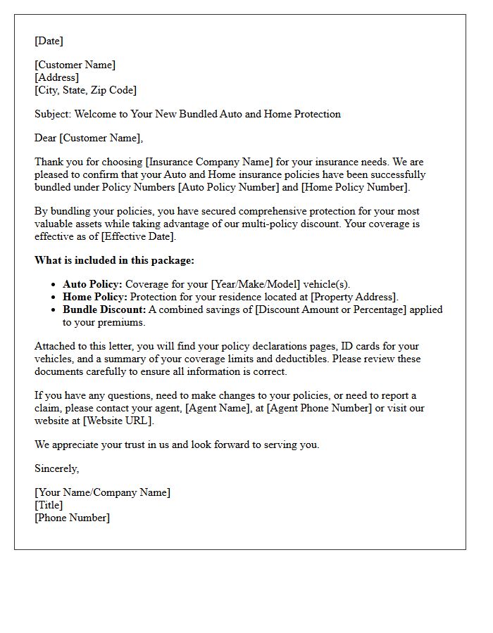 Bundled Auto and Home Policy Welcome Letter