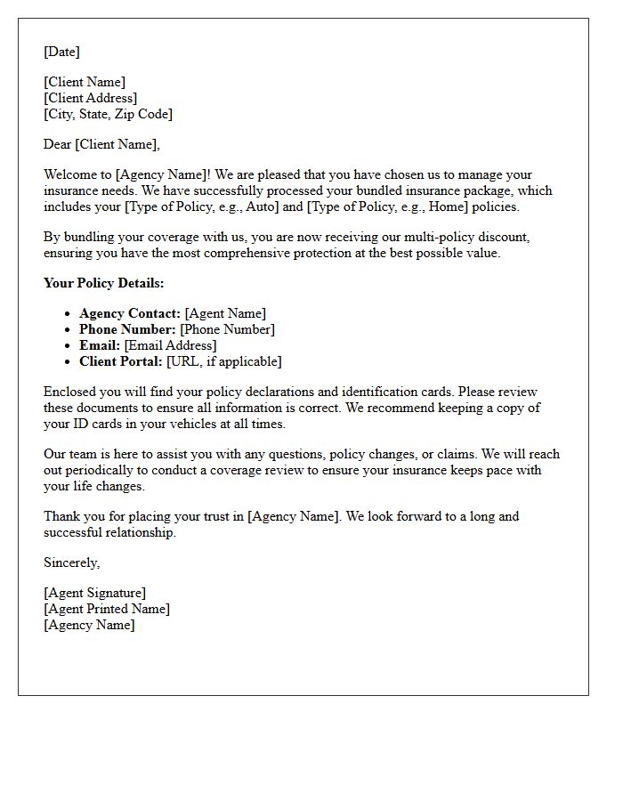 Welcome to the Agency Letter for Bundled Insurance Clients
