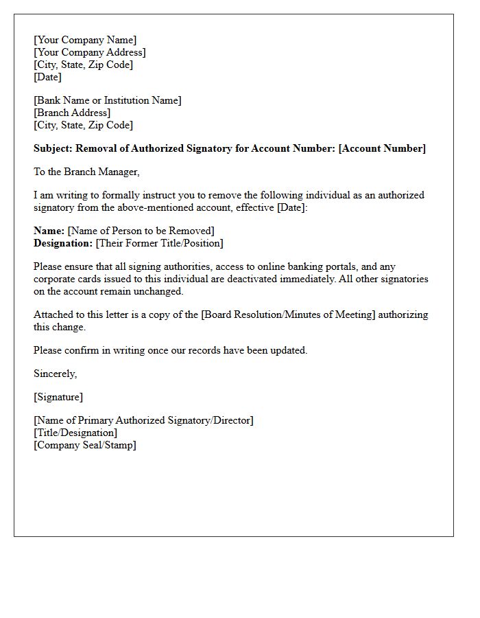 Authorized Signatory Removal Letter