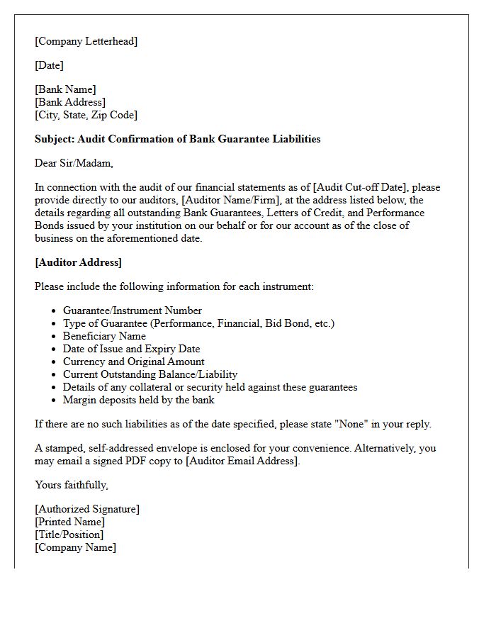 Bank Guarantee Liability Audit Confirmation Letter