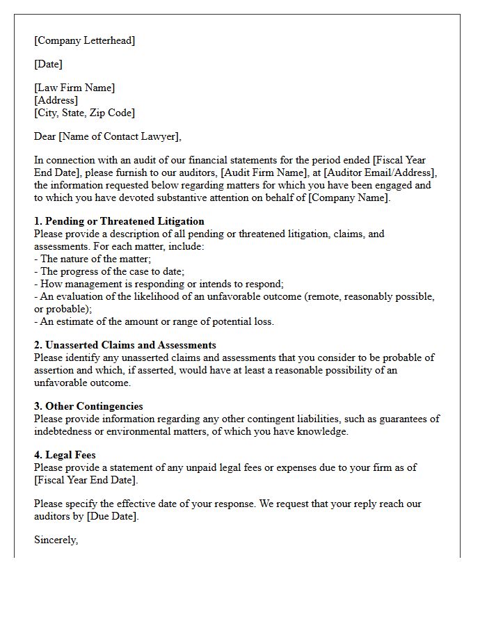 Contingent Liability Audit Confirmation Letter