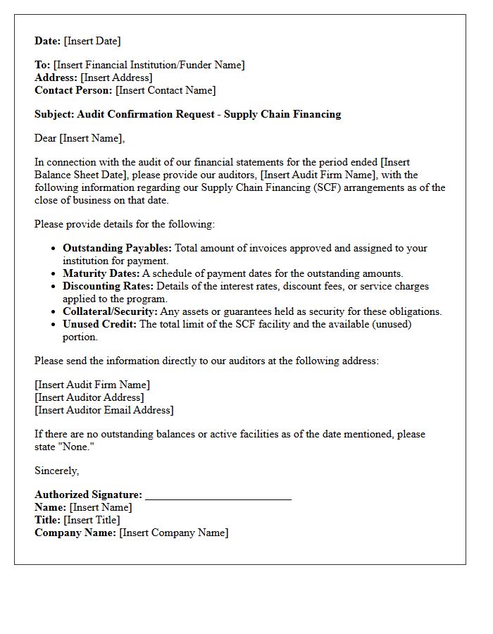 Supply Chain Financing Audit Confirmation Letter
