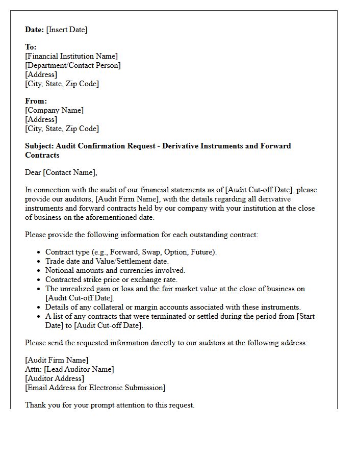 Derivative Instrument and Forward Contract Audit Confirmation Letter