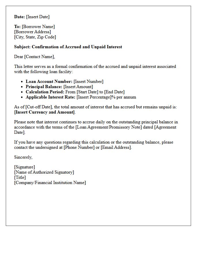 Accrued And Unpaid Interest Confirmation Letter Section