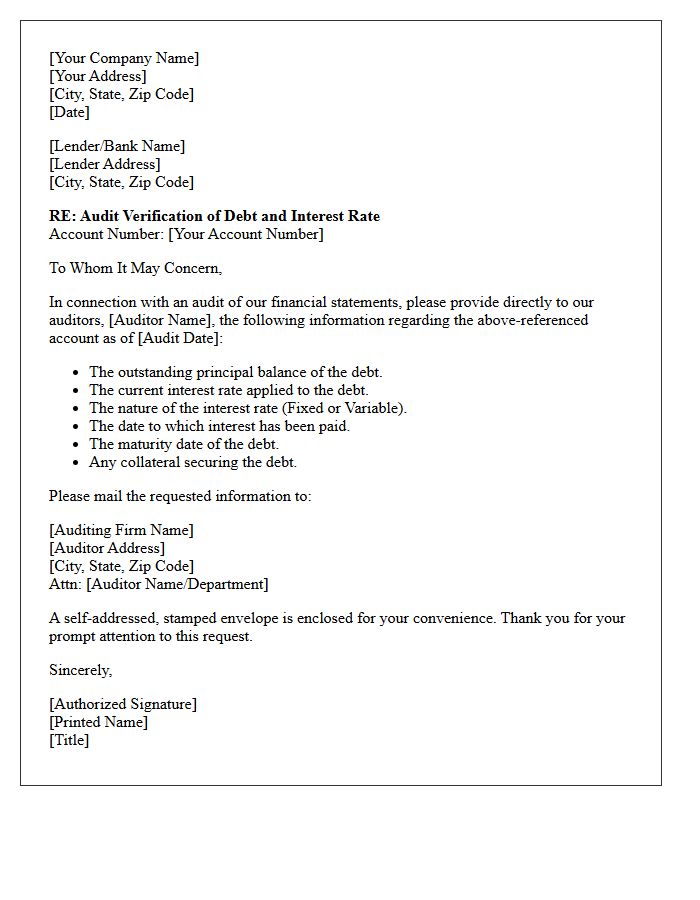 Audit Letter Verification Of Debt Interest Rate
