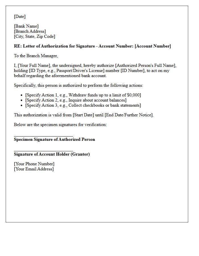 Banking Institution Client Letter Authorization Signature