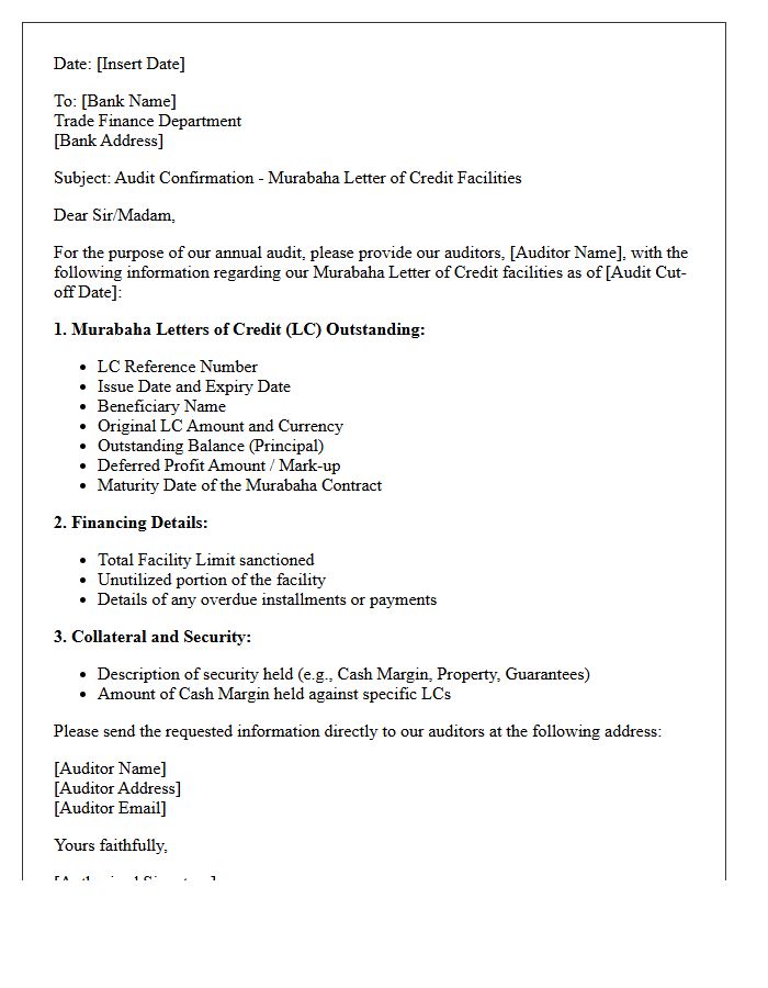Trade Finance Murabaha Letter Of Credit Audit Confirmation Letter