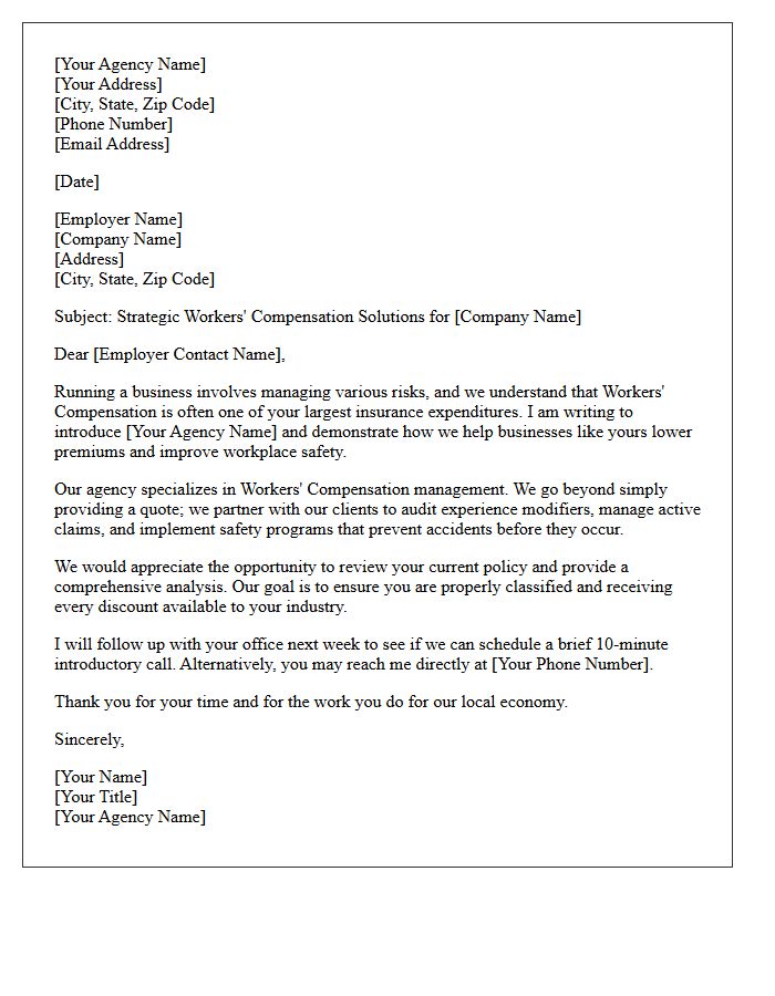 Agency Introduction Letter for Workers Compensation Employers