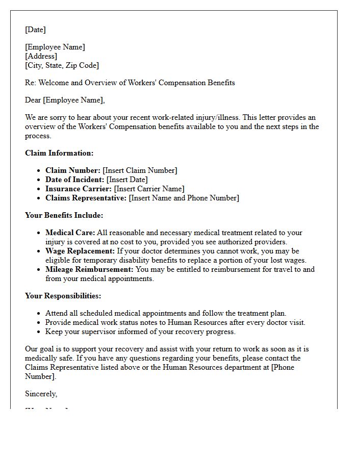 Welcome Letter Outlining Your Workers Compensation Benefits