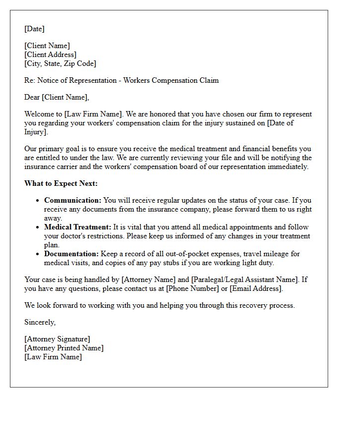 Welcome Letter to Our New Workers Compensation Clients