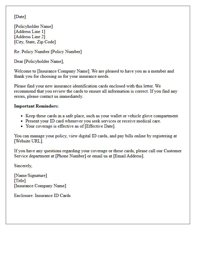 Insurance ID Cards Enclosed Welcome Letter