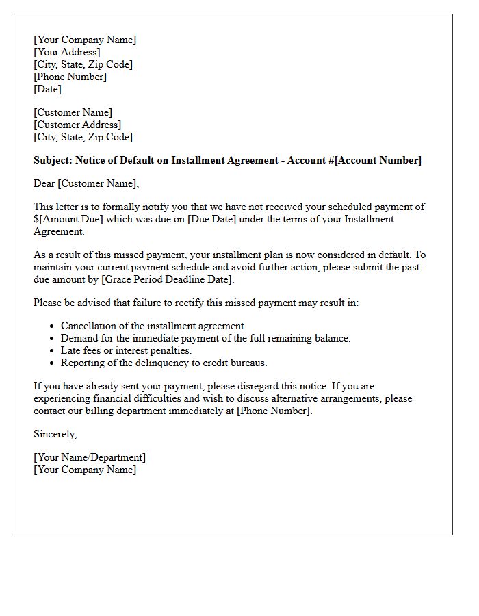 Broken Installment Plan Notification Letter
