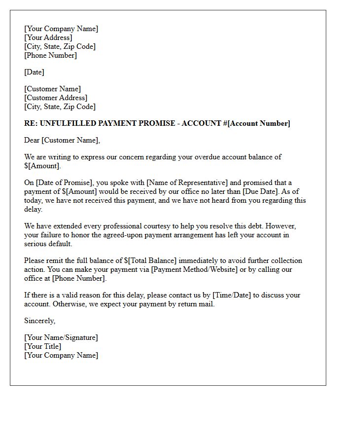 Overdue Account and Broken Promise Letter