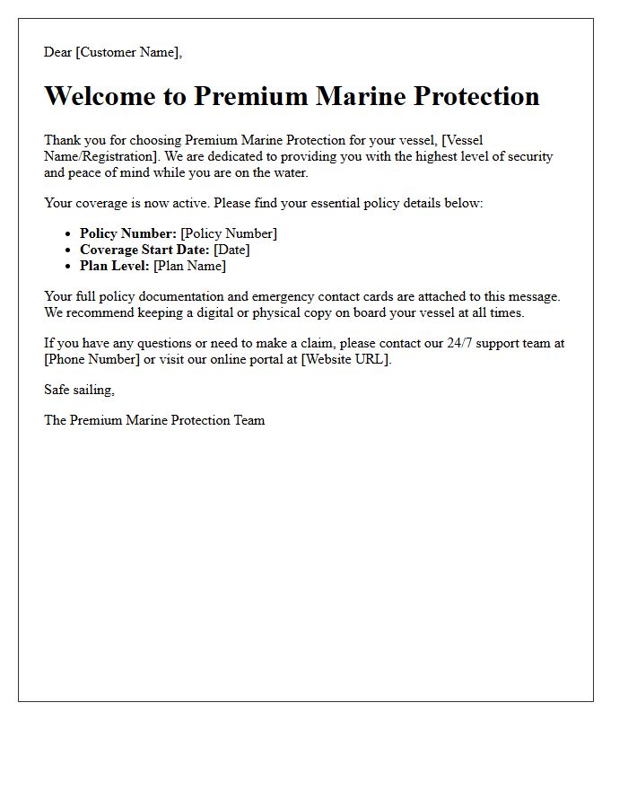 Premium Marine Protection Welcome Letter