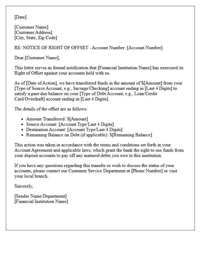 Right of Offset Notification Letter