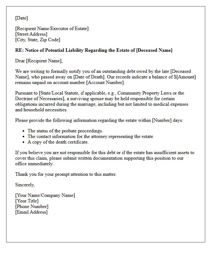 Surviving Spouse Liability Notice Letter