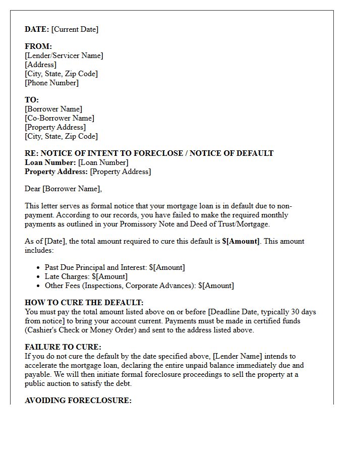 Notice Of Intent To Foreclose Letter