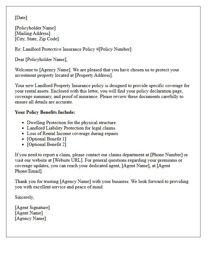 Landlord Property Insurance Agency Welcome Letter