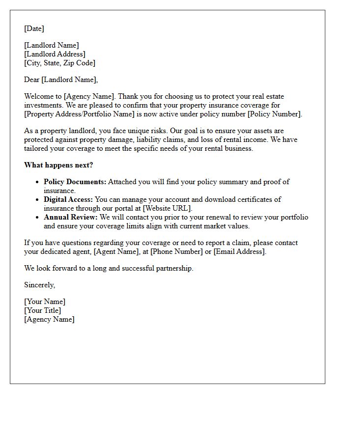 Welcome Letter to Our Insurance Agency for Property Landlords